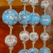 Zaer Ltd. International 74" Long Porcelain Tsugo Ball Garland in Baby Blue & Ivory "Sakura" ZR088211 View 8