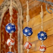 Zaer Ltd. International 74" Long Porcelain Tsugo Ball Garland in Burnt Orange & Blue "Kimi" ZR088212 View 8