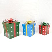 Zaer Ltd. International Set of 3 Assorted Christmas Gift Boxes with Twinkle Stars Garden Stakes ZR210606-SET View 8