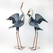 Zaer Ltd. International Set of 2 51" Tall White Neck Blue-Grey Heron Garden Figurines with Spread Wings ZR217086-SET View 8