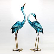 Zaer Ltd. International Set of Two 33.5" Tall Metallic Blue-Green Heron Garden Figurines ZR217095-SET View 8