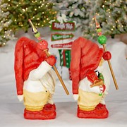 Zaer Ltd. International Set of Two 27.5" Tall Santa Gnome Statues Holding Gifts & Staffs "Nick & Kris" ZR223506-7 View 8