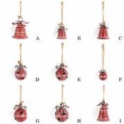 Zaer Ltd International Set of 9 Assorted Antique Red Oversized Hanging Metal Christmas Bells ZR200890-SET View 8