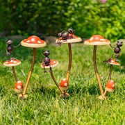Zaer Ltd International Set of 6 Assorted Friendly Frogs on Iron Mushroom Garden Stakes ZR652407-SET View 8