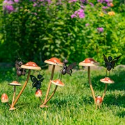 Zaer Ltd International Set of 6 Assorted Bustling Butterflies on Iron Mushroom Garden Stakes ZR652408-SET View 8
