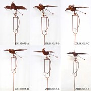 Zaer Ltd. International Set of 6 Assorted Flying Bird Iron Rusty Rocking Stakes ZR183055-SET View 8