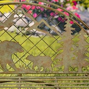 Zaer Ltd International Round Top Bench with Grizzly Bear & Mountain Silhouette "Yellowstone" ZR220862-GR View 8