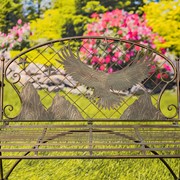 Zaer Ltd International Round Top Iron Garden Bench with Flying Eagle Backrest "Klamath" ZR220864-BZ View 8