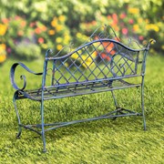 Zaer Ltd International "Stephania" Victorian-Style Iron Garden Bench in Cobalt Blue ZR090517-BL View 8