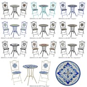 Zaer Ltd. International "Cape May" Three Piece Mosaic Bistro Set - White & Blue ZR850190-60-SET View 8