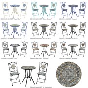 Zaer Ltd. International "St. Augustine" Three Piece Mosaic Bistro Set - Stone Grey & Brown ZR850514-65-SET View 8