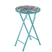 Zaer Ltd. International "Baton Rouge" 23in. Tall Mosaic Folding Plant Stand - Blue, Green & R ZR850916 View 8