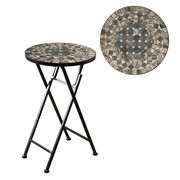 Zaer Ltd. International "Medora" 23in. Tall Mosaic Folding Plant Stand - Stone Grey & Tan ZR850116 View 8