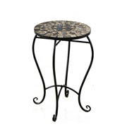 Zaer Ltd. International "Medora" 22in. Tall Mosaic Pedestal Plant Stand - Stone Grey & Tan ZR850115 View 8