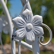 Zaer Ltd. International 6.8ft. Tall Heart-Shaped Iron Bench in Antique White "Amore" ZR230422-AW View 8