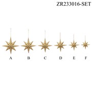 Zaer Ltd International Set of 6 Assorted Antique Gold North Star Hanging Iron Decorations "Polaris" ZR233016-SET View 8