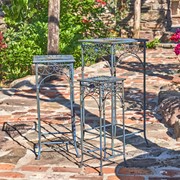 Zaer Ltd. International Set of 3 Square Metal Plant Stand Tables in Cobalt Blue "Copenhagen 1843" ZR220735-BL View 8