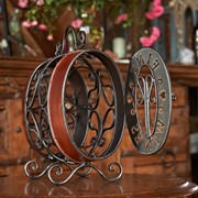 Zaer Ltd. International 15.75" Tall Oval Barrel-Shaped Wine 2-Bottle Rack with Moving Handle "Setúbal" ZR240124 View 8