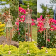 Zaer Ltd International Set of 3 Hanging Antique Copper Angel Wind Chimes ZR235189-31-SET View 8