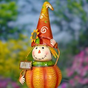 Zaer Ltd. International Pre-Order: S/3 Assorted Pumpkin Scarecrow Figurines "Tatters Stitches & Patches" ZR232358-SET View 8