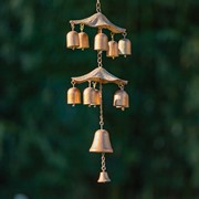 Zaer Ltd International Set of 4 Asst Copper Hanging Birdhouse Feeder Wind Chimes "Homestead Collection" ZR235021-4-SET View 8