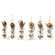 Zaer Ltd International Set of 6 Assorted Style Hanging Iron Teapot Birdhouse Wind Chimes "Darjeeling" ZR235255-SET View 8