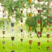 Zaer Ltd International Set of 6 Assorted 76.75"L Hand Painted Porcelain Bucket Rain Chains ZR240024-SET View 8
