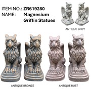 Zaer Ltd International Set of 2 Magnesium Griffin Statues in Antique Rust "Peter & Lois" ZR619280-RSS View 8