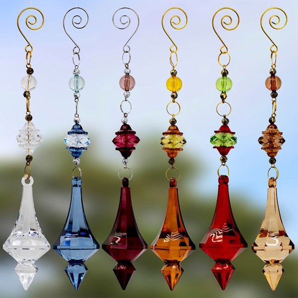 9” Long Hanging Acrylic Ornament in 6 Assorted Colors