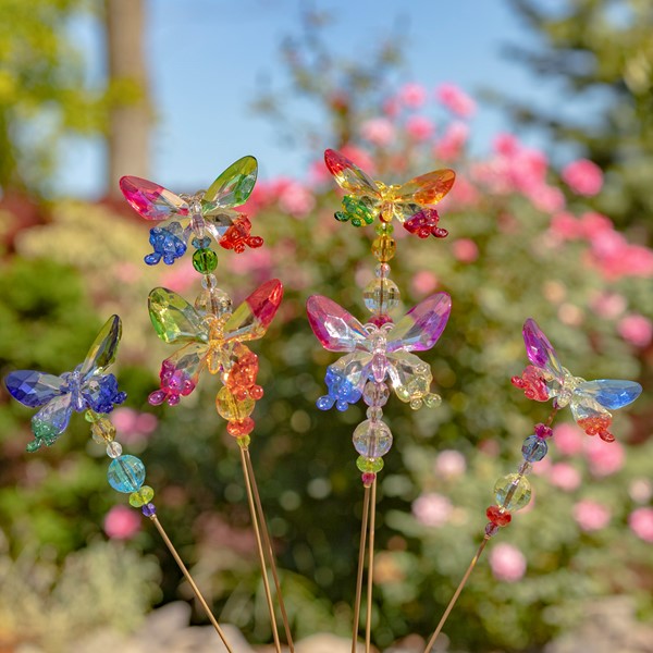 22" Tall Five Tone Acrylic Butterfly Pot Stake in 6 Assorted Colors