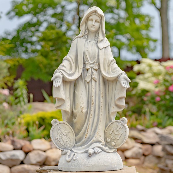 Pre-Order: 36" Tall Mother Mary Garden Statue in Antique Grey