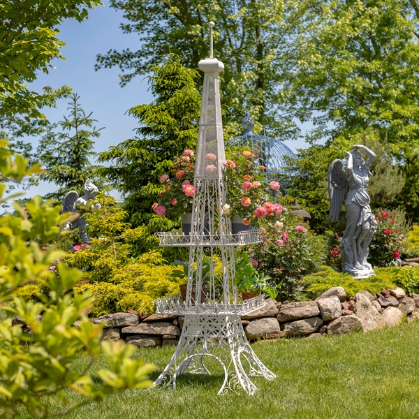 9ft. Tall Two-Tier Eiffel Tower-Inspired Iron Plant Stand in 9ft. Tall Two-Tier Eiffel Tower-Inspired Iron Plant Stand in