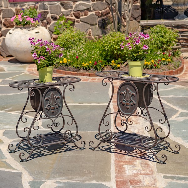 Atlantis Collection Set of 2 Mosaic Plant Stands 